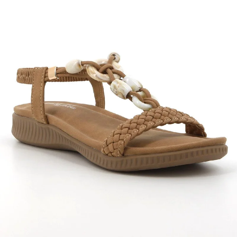Comfortable Stretchy Shoes Pierre Cardin Skyla Trimmed Sandal - Tan