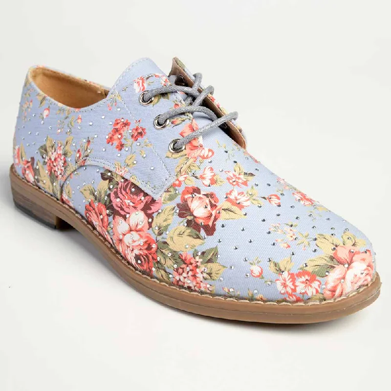Modern Urban Slip-Ons Soft Style by Hush Puppies Tywin Diamante Floral Shoe- Light Denim/Floral