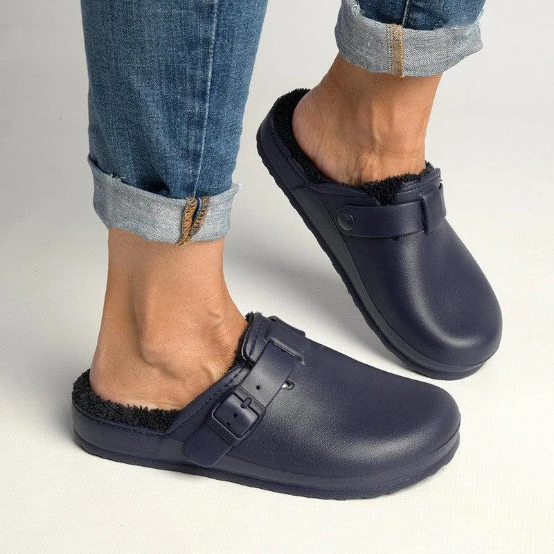 All-Season Shoes Deal Soft Style by Hush Puppy Desi Fur Slip On - Navy