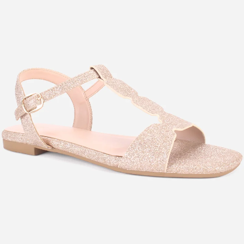 Comfortable Flats Sale Womens "BENNU" Shimmery Summer Sandals