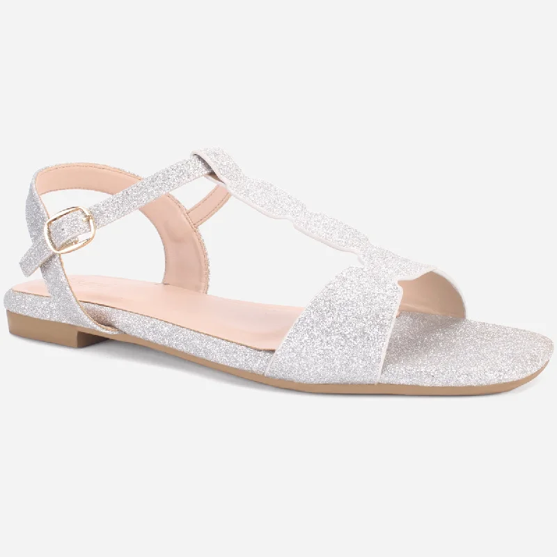 Comfortable Casual Loafers Womens "BENNU" Shimmery Summer Sandals