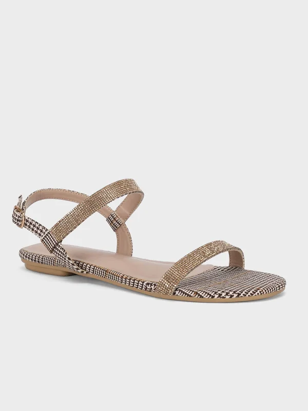 Comfortable Fashion Shoes Women's "COACHI" Shimmer Flat Sandals