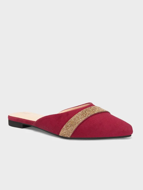 Breathable Flats Offers Women's "LEATON" Open Back Fancy Slippers