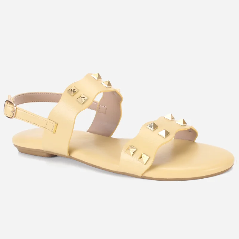 Comfortable Flat Feet Shoes Womens "MAEY" Flat Stud Detailing Summer Sandals