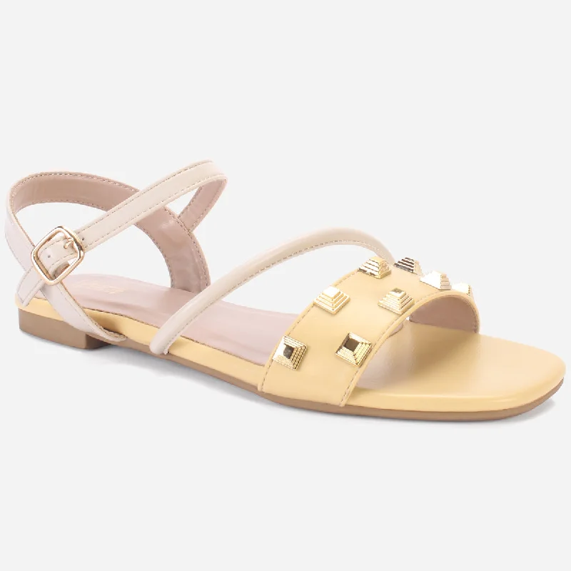 Modern Flat Shoes Offers Women's "RHINOTA" Stud Detailing Sandals